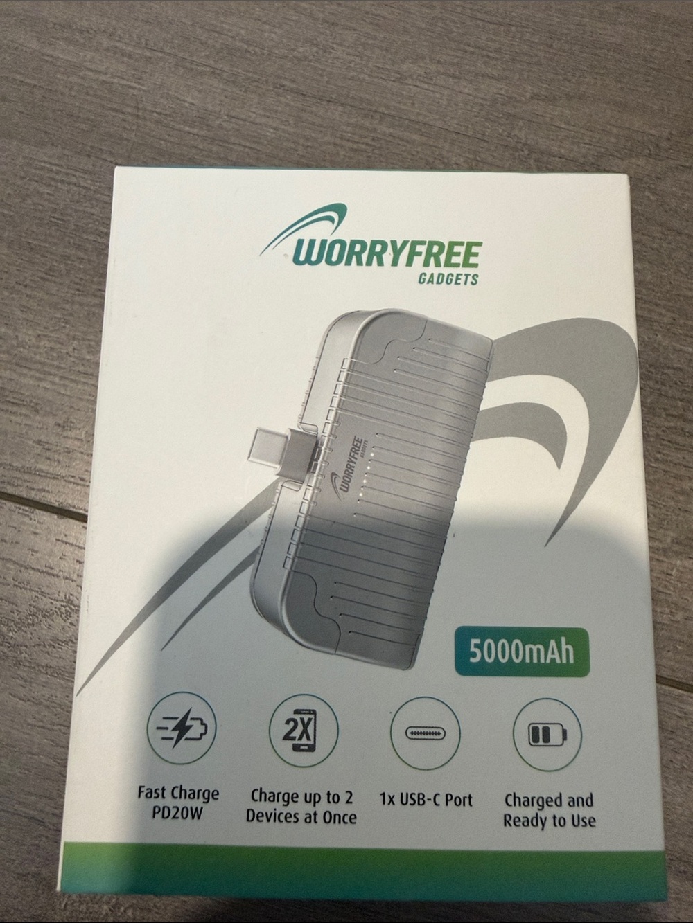 5000mAh Portable Power Bank USB C - Gray